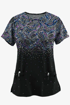 UA Butter-Soft STRETCH Roman Mosaic Women’s 4-Pocket Grommet Neck Detail Printed Scrub Top