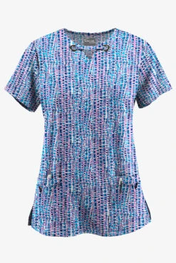 UA Butter-Soft STRETCH Urban Animal Orchid Women's 4-Pocket Grommet Printed Scrub Top