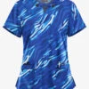 UA Butter-Soft STRETCH Wild Striped Amparo Blue Women's 4-Pocket Large Grommet Print Scrub Top