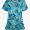 UA Butter-Soft STRETCH Garden Lilies Aqua Moon Women's 4-Pocket Criss Cross Print Scrub Top