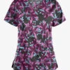 UA Butter-Soft STRETCH Happy Morning Floral Wine Women's 4-Pocket Crisscross Printed Scrub Top