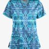UA Butter-Soft STRETCH Romanian Ikat Dew Drop Women's 4-Pocket Crisscross Print Scrub Top