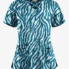 UA Butter-Soft STRETCH Tiger Fantasy Caribbean Blue Women's 4-Pocket Crisscross Printed Scrub Top