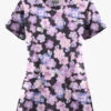 UA Butter-Soft STRETCH Blooms And Butterflies Pewter Women's 3-Pocket V-Neck Mock Wrap Scrub Top