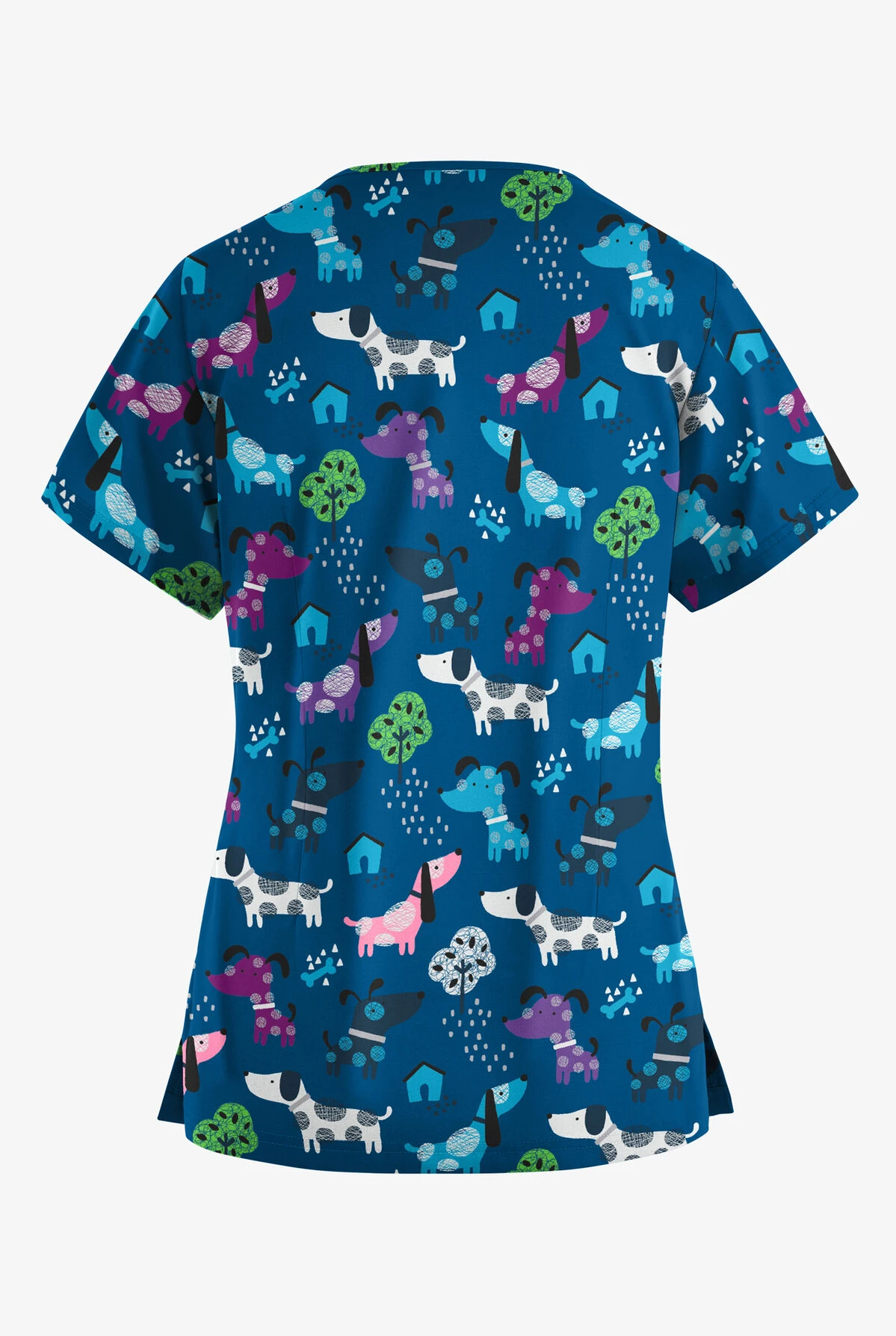 Butter-Soft Walk In The Park Royal Women's Notch-Neck 4-Pocket Print Scrub Top 2 Butter-Soft Walk In The Park Royal Women's Notch-Neck 4-Pocket Print Scrub Top - Image 2