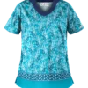 UA Best Buy Scrubs Floating Paisley Turquoise Women's 2-Pocket Scallop Neck Print Scrub Top