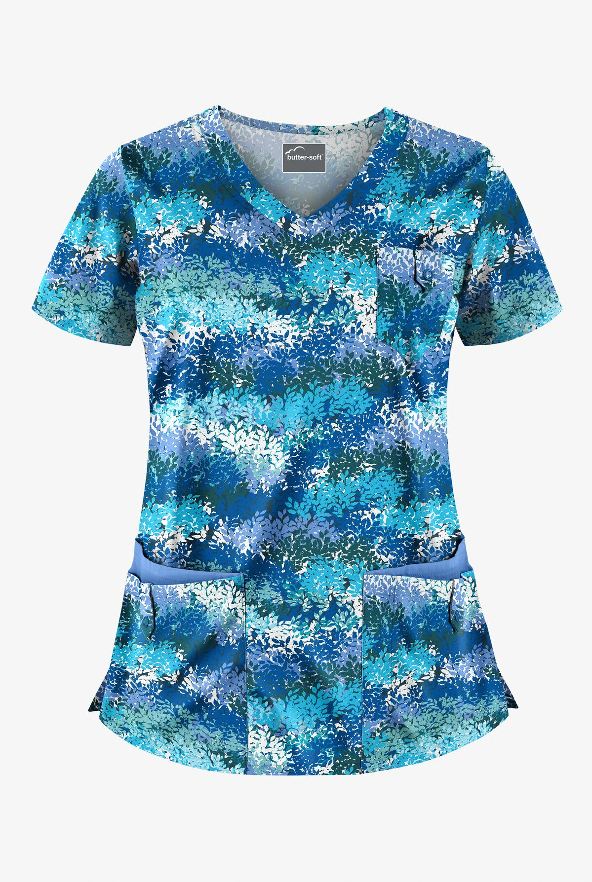 Butter-Soft Autumn Time Royal Women's 5-Pocket Rounded V-Neck Print Scrub Top 1 Butter-Soft Autumn Time Royal Women's 5-Pocket Rounded V-Neck Print Scrub Top