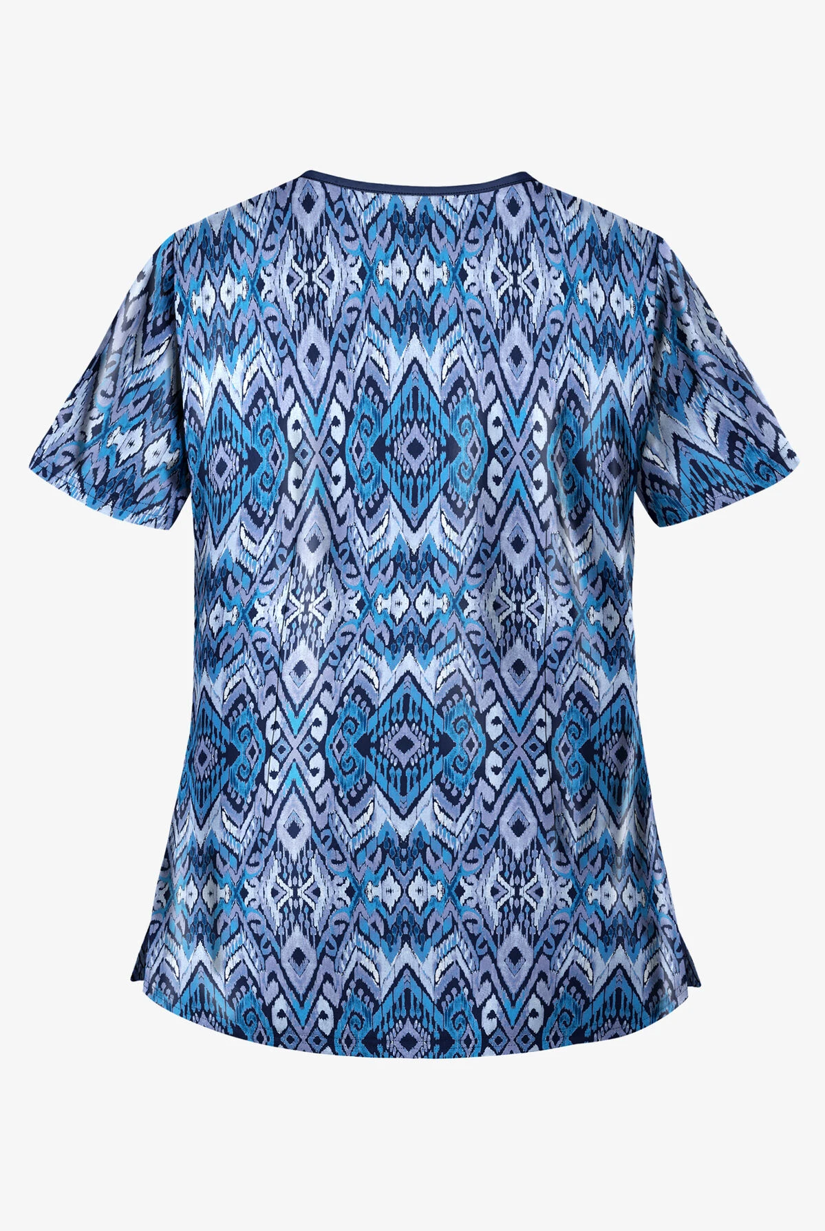 UA Best Buy Scrubs Cantik Ikat Navy Women's 4-Pocket Princess Seam Print Scrub Top 2 UA Best Buy Scrubs Cantik Ikat Navy Women's 4-Pocket Princess Seam Print Scrub Top - Image 2