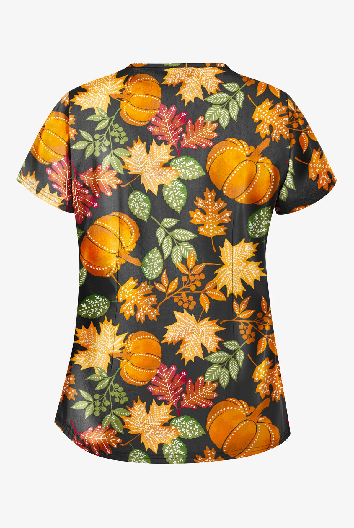 Butter-Soft Harvest Time Women's 4-Pocket Princess Seam Printed Scrub Top 2 Butter-Soft Harvest Time Women's 4-Pocket Princess Seam Printed Scrub Top - Image 2