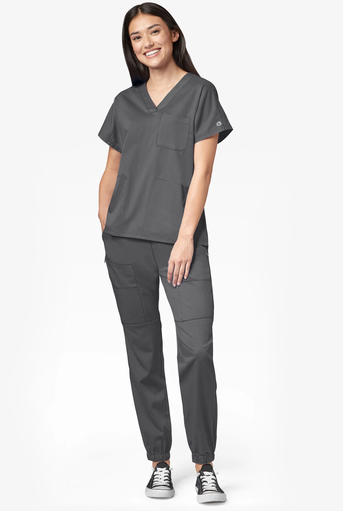 WonderWink PRO Women's 8-Pocket STRETCH Elastic Waist Cargo Jogger Scrub Pants 2 WonderWink PRO Women's 8-Pocket STRETCH Elastic Waist Cargo Jogger Scrub Pants - Image 2