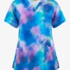 WonderWink Twilight Tie Dye Women's 3-Pocket STRETCH V-Neck Print Scrub Top