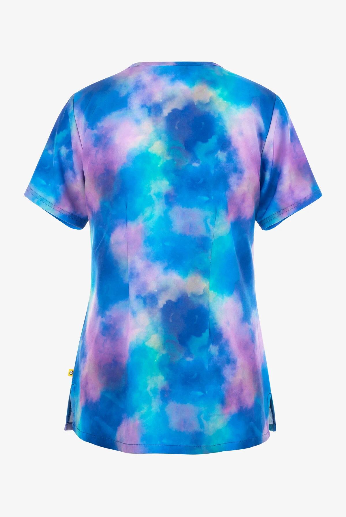 WonderWink Twilight Tie Dye Women's 3-Pocket STRETCH V-Neck Print Scrub Top 2 WonderWink Twilight Tie Dye Women's 3-Pocket STRETCH V-Neck Print Scrub Top - Image 2