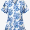 UA Brocade Floral White Printed Women's 2-Pocket Mock Wrap Scrub Top