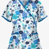 UA Palace Floral White Printed Women's 2-Pocket Mock Wrap Scrub Top