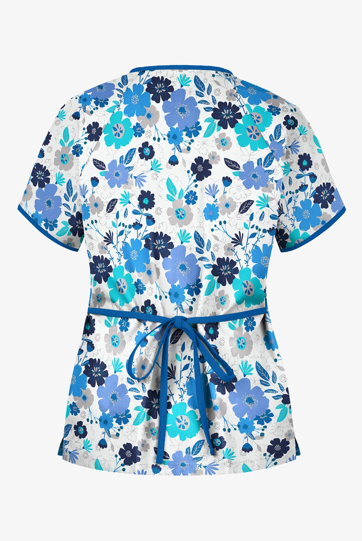 UA Palace Floral White Printed Women's 2-Pocket Mock Wrap Scrub Top 2 UA Palace Floral White Printed Women's 2-Pocket Mock Wrap Scrub Top - Image 2