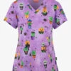 Zavate Ava Therese Creepy Cactus And Spiders Women's 2-Pocket STRETCH V-Neck Print Scrub Top