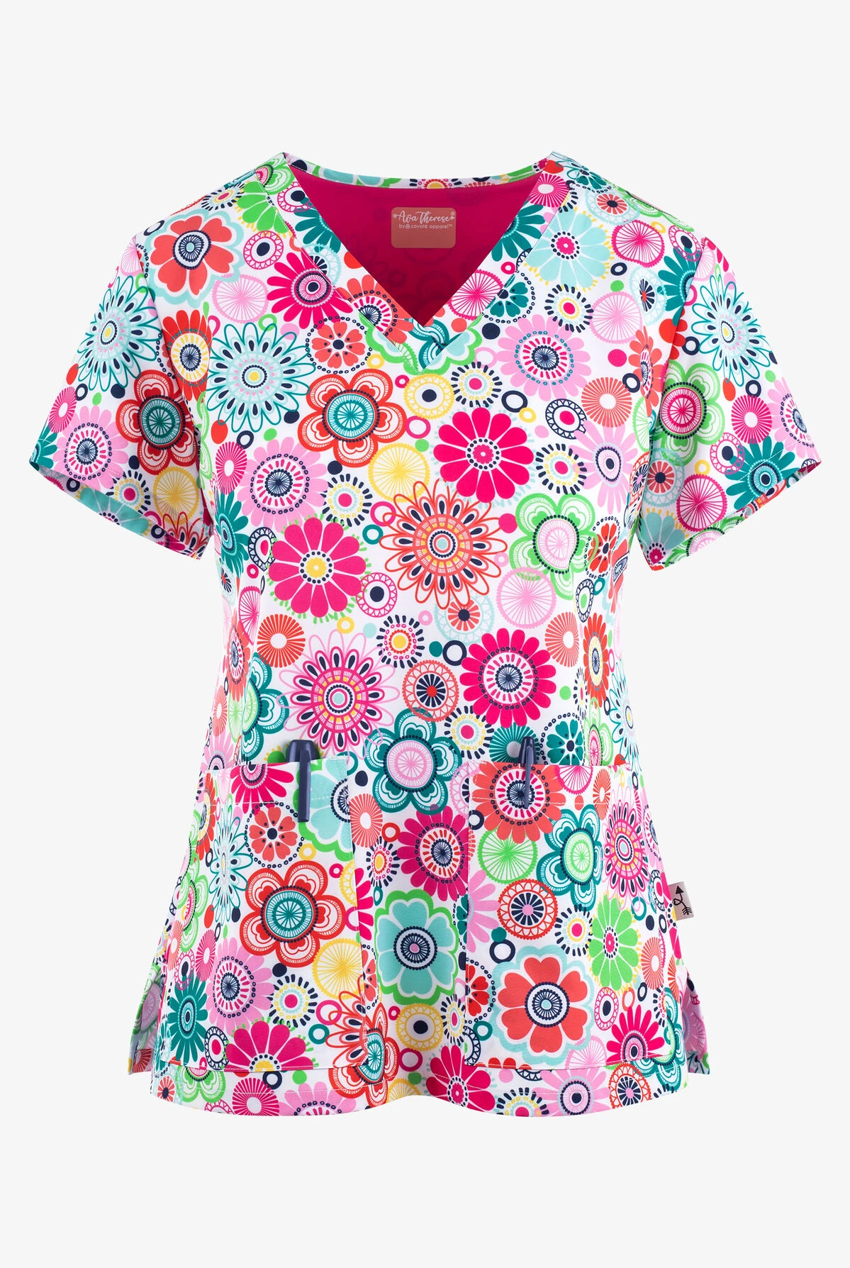 UA Exclusive Zavate Ava Therese Flower Power Women's 2-Pocket STRETCH V-Neck Print Scrub Top 1 UA Exclusive Zavate Ava Therese Flower Power Women's 2-Pocket STRETCH V-Neck Print Scrub Top