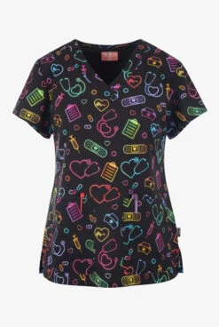 Zavate Ava Therese Nurse Essentials Women's 2-Pocket STRETCH V-Neck Print Scrub Top