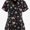 Zavate Ava Therese One In A Melon Sea Life Women's 2-Pocket STRETCH V-Neck Print Scrub Top