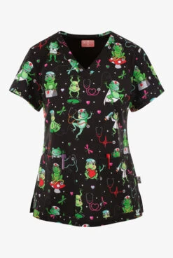 UA Exclusive Zavate Ava Therese Toad-ally Cool Women's 2-Pocket STRETCH V-Neck Print Scrub Top