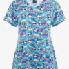 Zoe & Chloe Chillax Max Sloth Women's 2-Pocket STRETCH V-Neck Print Scrub Top