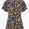 Zoe & Chloe Monster Bites Halloween Women's 2-Pocket STRETCH V-Neck Print ScrubTop
