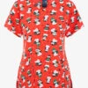 Zoe & Chloe Waddle Wish Women's 2-Pocket STRETCH V-Neck Print Scrub Top